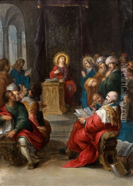 Le Christ Parmi Les Docteurs De La Loi Oil Painting - Cornelis de Baellieur the Elder