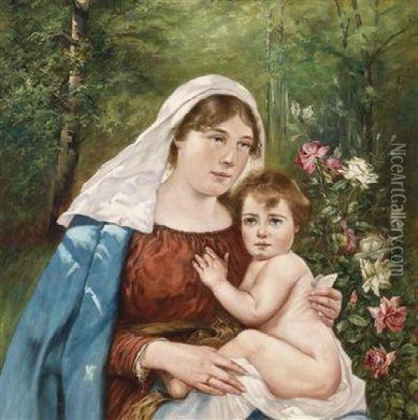 Madonna Withchild Oil Painting - Hans Zatzka