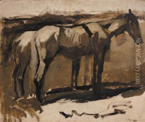 Wekpaarden Oil Painting - George Hendrik Breitner
