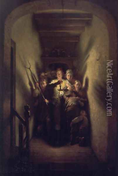 The Night Alarm: The Advance Oil Painting - Charles West Cope