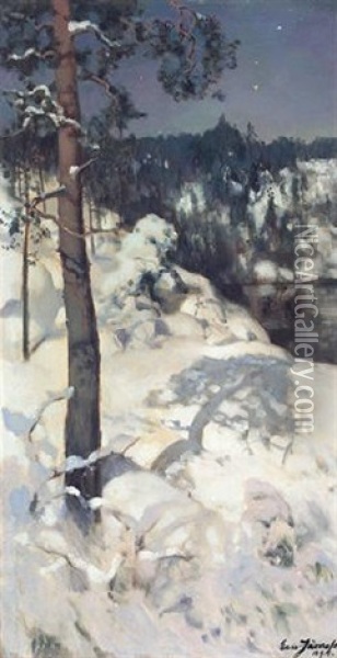 Talviaurinkoinen Metsarinne Oil Painting - Eero Jaernefelt