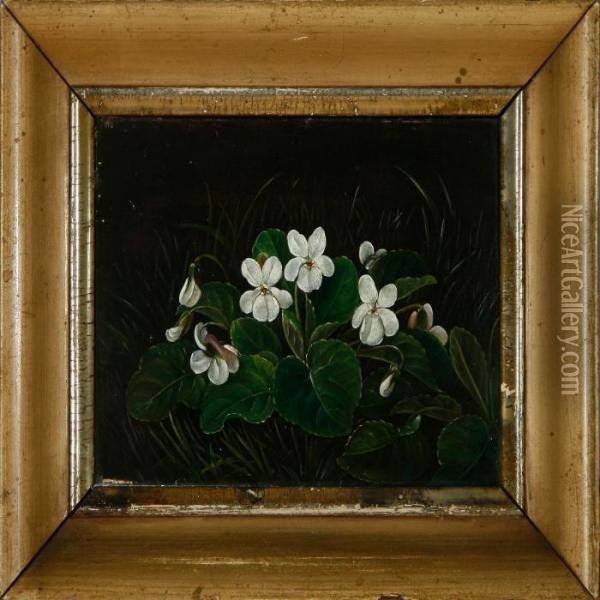 Violets In The Grass Oil Painting - I.L. Jensen