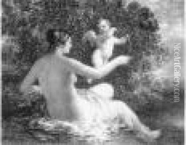 Venus Et L'amour (grande Planche). 1896 ; Baigneuses (4e Grande
 Planche). 1898. Oil Painting - Ignace Henri Jean Fantin-Latour
