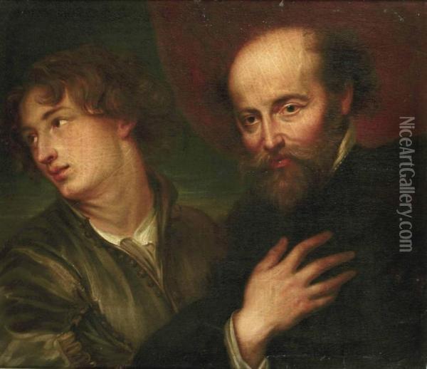 Double-portrait Of Peter Paul Rubens And Anthony Van Dyck Oil Painting - Sir Anthony Van Dyck