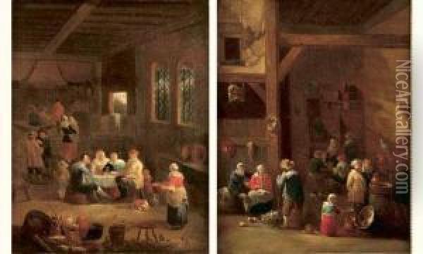 Reunion De Paysans Dans Une Auberge Oil Painting - Pieter Van Bredael