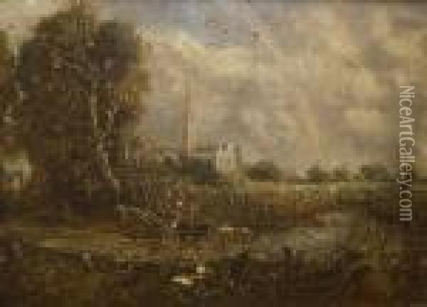 View At Salisbury Oil Painting - John Constable
