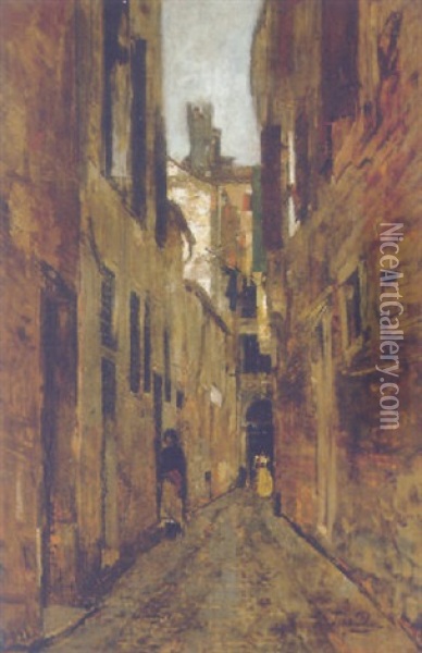 Strasenszene In Venedig Oil Painting - Tina Blau-Lang