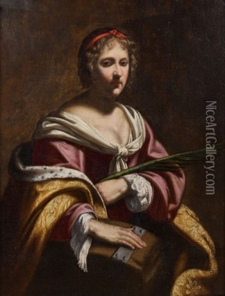 Sainte Catherine Oil Painting - Aubin Vouet