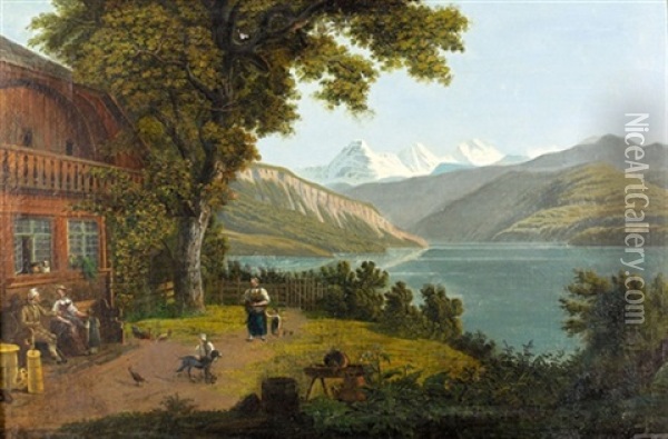 Thunersee Mit Jungfraugruppe Oil Painting - Samuel Frey