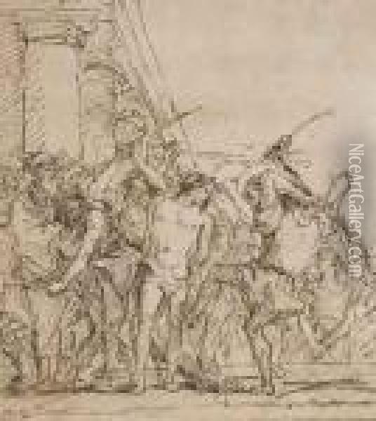 La Flagellation Du Christ Oil Painting - Giovanni Domenico Tiepolo