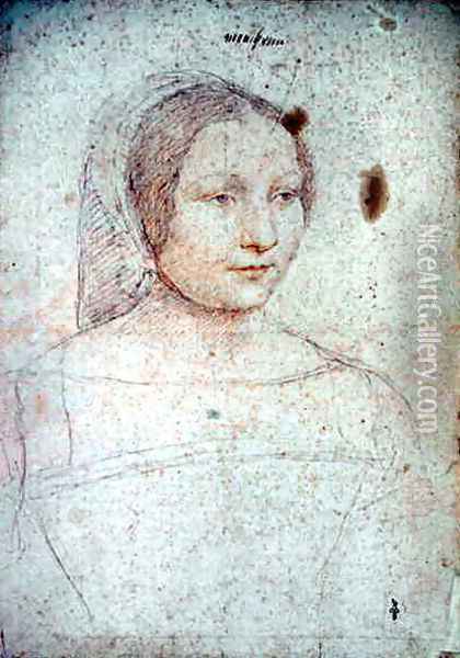 Marie de Monchenu, demoiselle de Macy, femme de Louis d'Harcourt, c.1525 Oil Painting - (studio of) Clouet