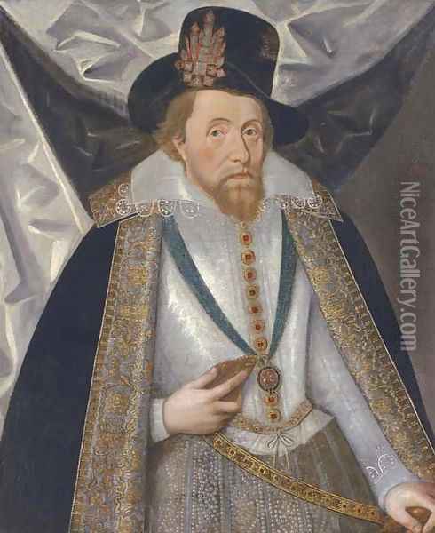 Portrait of King James I Oil Painting - John de Critz