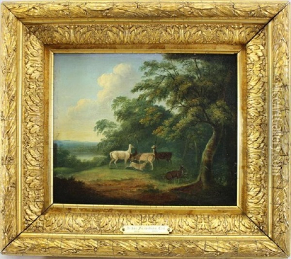 Deer In A Wooded Landscape Oil Painting - Arthur Fitzwilliam Tait
