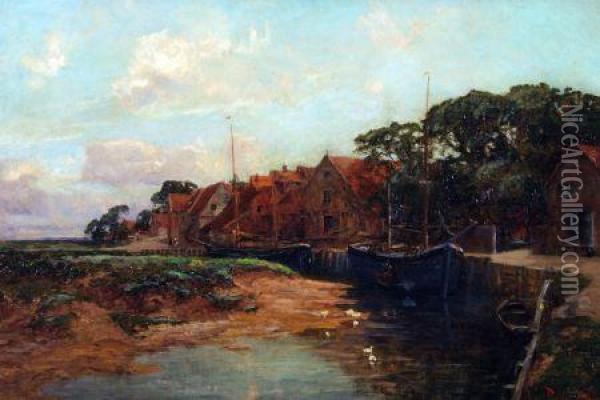 Blakeney Quay Oil Painting - Joseph Langsdale Pickering