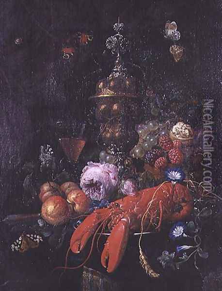 Still Life with Lobster, 1678 Oil Painting - Nicholaes van Verendael