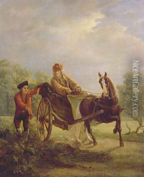 Voltaire 1694-1778 in a cabriolet at Ferney Oil Painting - Jean Huber