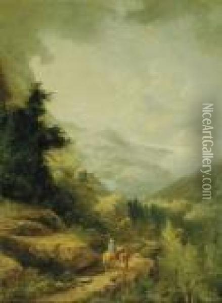 Traveling The Mountain Trail Oil Painting - Joseph Thors