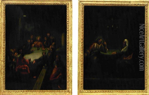 Nattvardens Instiftande (+ Kristus Och Nikodemus; Pair) Oil Painting - Pehr Hoerberg