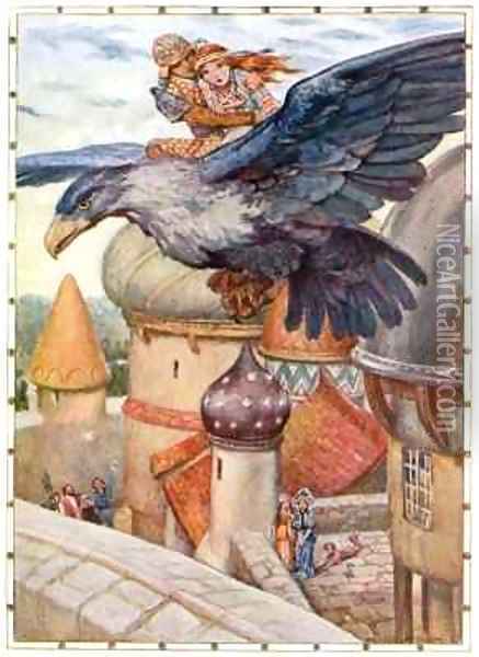 The Old Man was transformed into a blue winged eagle Oil Painting - Arthur A. Dixon