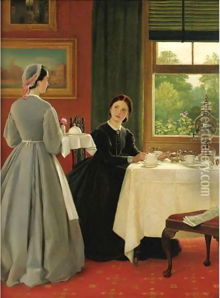Afternoon Tea Oil Painting - George Dunlop, R.A., Leslie