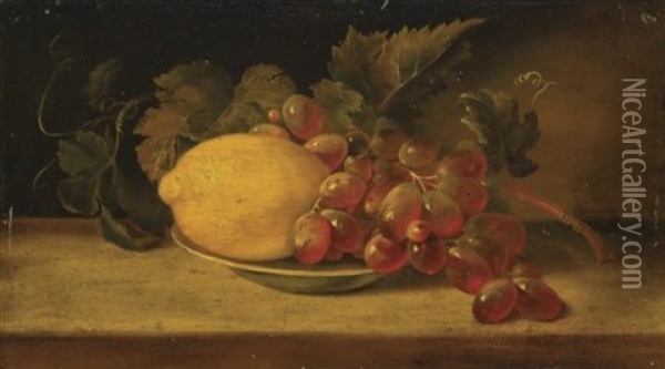 Still Life With Lemons And Grapes Oil Painting - Raphaelle Peale