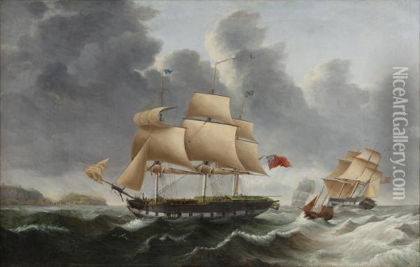 Shipping Off The Coast Oil Painting - Samuel Walters