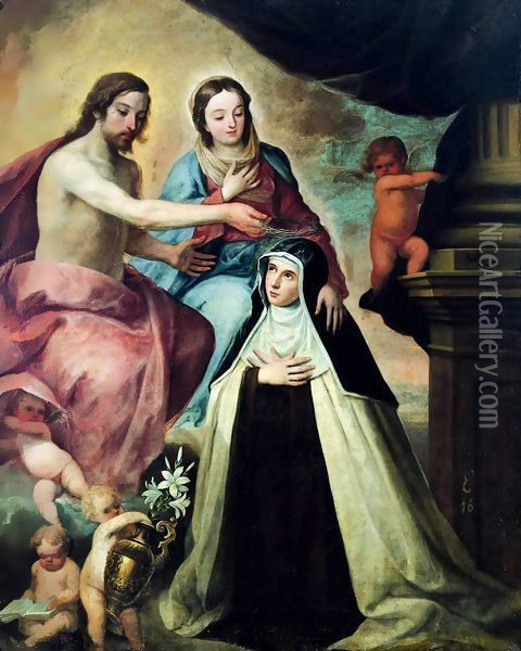 Vision of St Maria Magdalena di Pazzi Oil Painting - Pedro de Moya