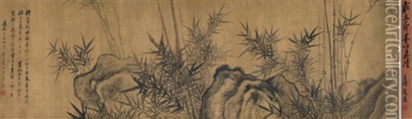 Ink Bamboo And Rock (w/titleslip By Wu Changshuo) Oil Painting -  Dai Xi