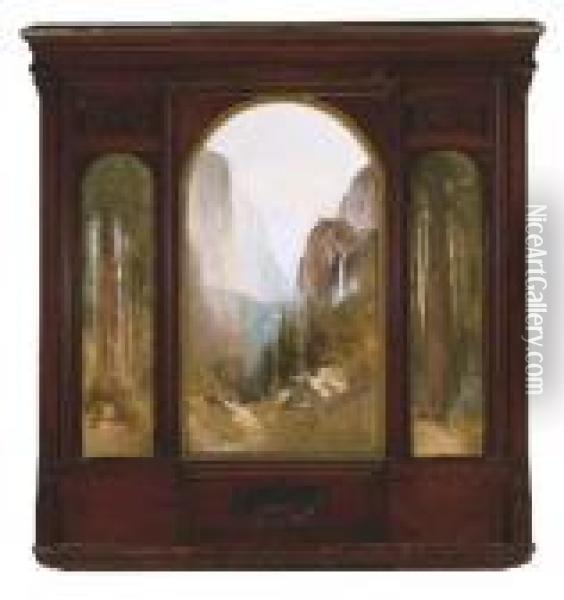 Yosemite Triptych Oil Painting - Thomas Hill