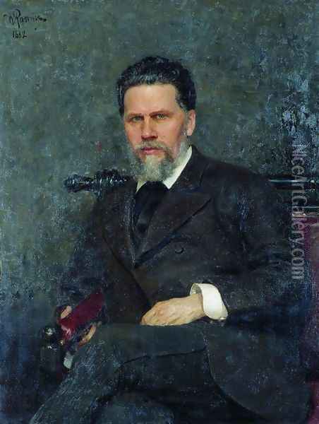 Portrait of painter Ivan Nikolayevich Kramskoi Oil Painting - Ilya Efimovich Efimovich Repin