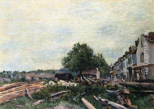 Construction Site at Saint-Mammes I Oil Painting - Alfred Sisley