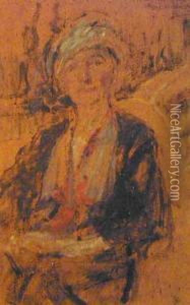 Portret Kobiety W Bialym Nakryciu Glowy Oil Painting - Olga Boznanska