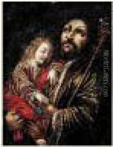 Joseph Et L'enfant Jesus Oil Painting - Claude Vignon