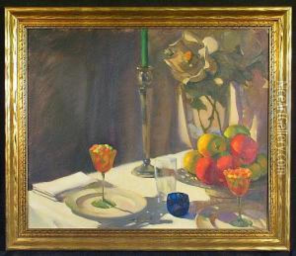 A Set Table Oil Painting - George Shepheard