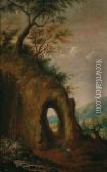 Paesaggio Roccioso Con Un Asinaio Oil Painting - Joos De Momper
