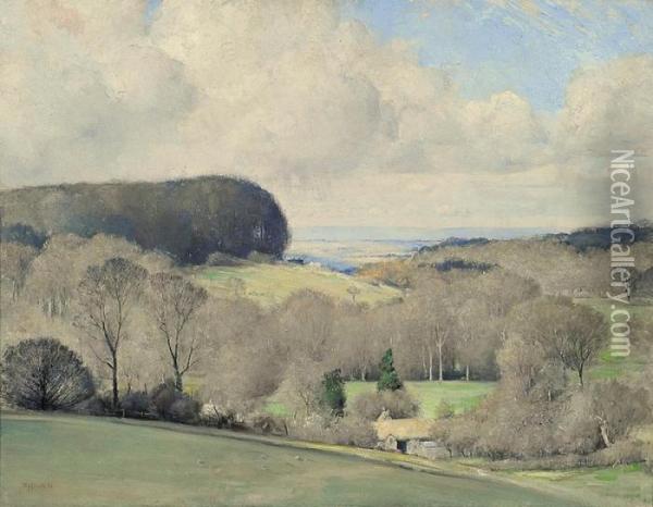 A Kentish Landscape Oil Painting - Tom Roberts