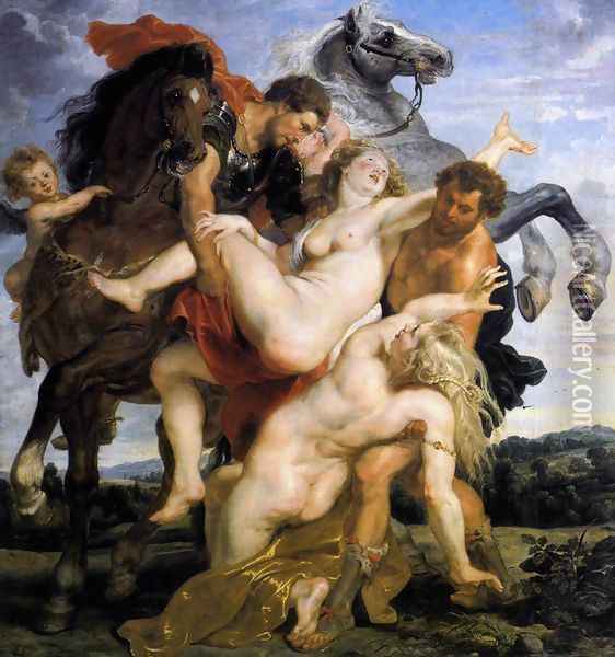 Rape of the Daughters of Leucippus c. 1617 Oil Painting - Peter Paul Rubens