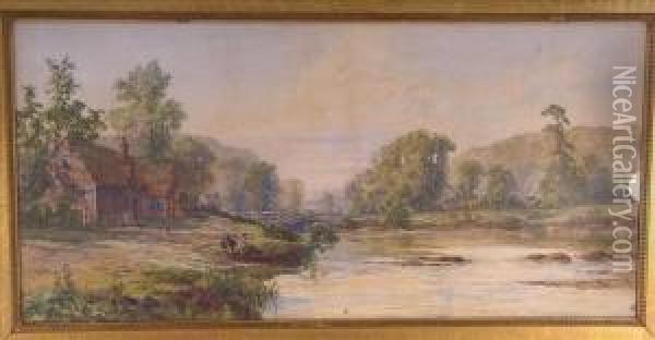 On The Avon, Nr.warwick Oil Painting - John Faulkner