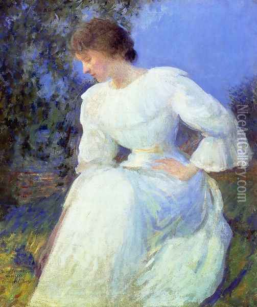 Woman in White, c. 1890 Oil Painting - Edmund Charles Tarbell