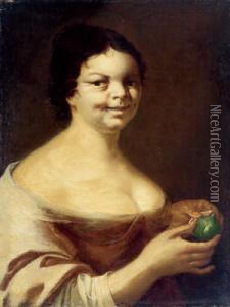 Ritratto Di Giovane Donna Che Regge In Mano Un Fico Oil Painting - Jakob Zipper