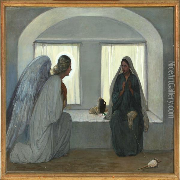 The Annunciation Of The Virgin Mary Oil Painting - Axel Helsted