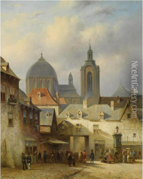 A View Of The Town Of Mainz Oil Painting - Pieter Gerard Vertin