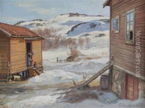 Aprildag, Kirkenes Oil Painting - Thoralv Sundt-Ohlsen