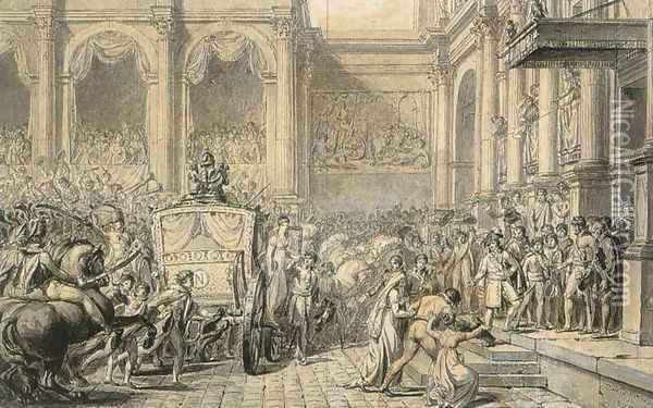 The Arrival at the Hotel de Ville 1805 Oil Painting - Jacques Louis David