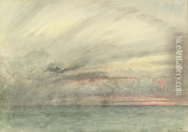 A Calm At Sunset Oil Painting - Albert Goodwin