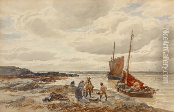 Bringing In The Day's Catch Oil Painting - Alexander Ballingall