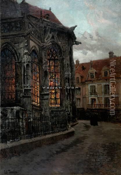Pa Vei Til Aftenmessen I Kirken St. Jacques I Dieppe Olje Pa Lerret Oil Painting - Fritz Thaulow