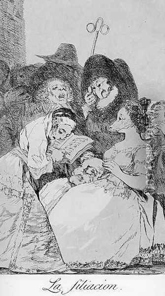 Caprichos - Plate 57: The Filiation Oil Painting - Francisco De Goya y Lucientes