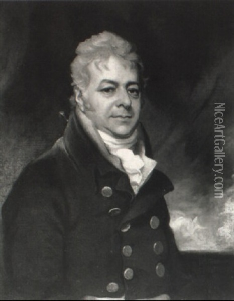 Portrait Of Thomas Turner In A Navy Coat Oil Painting - Sir William Beechey