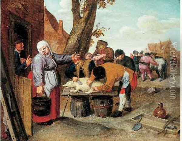 Scene De Cochonnaille Oil Painting - Pieter III Brueghel